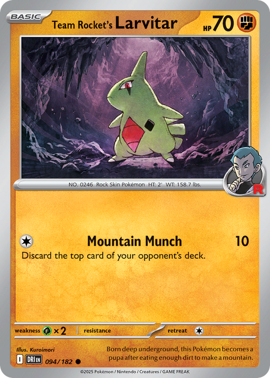 Team Rocket's Larvitar 94/182 Common | Destined Rivals | Pokemon Card