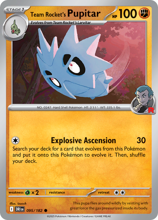 Team Rocket's Pupitar 95/182 Common | Destined Rivals | Pokemon Card