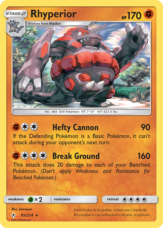 Rhyperior 95/214 Rare | Unbroken Bonds | Pokemon Card