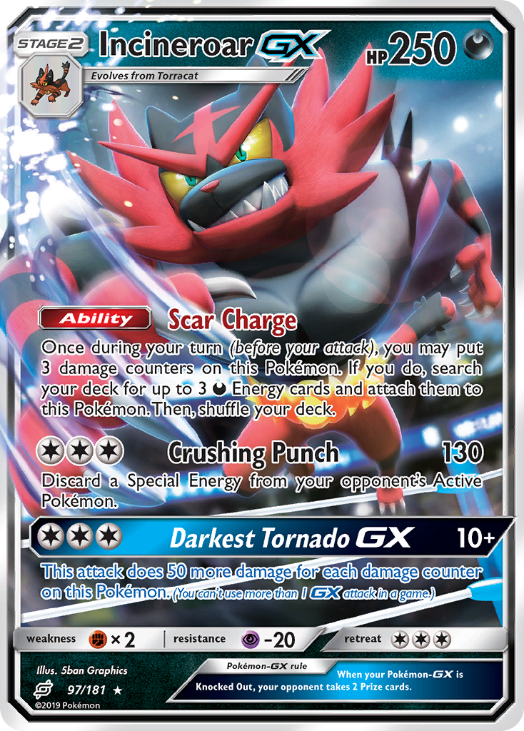 Incineroar-GX 97/181 Rare Holo GX | Team Up | Pokemon Card