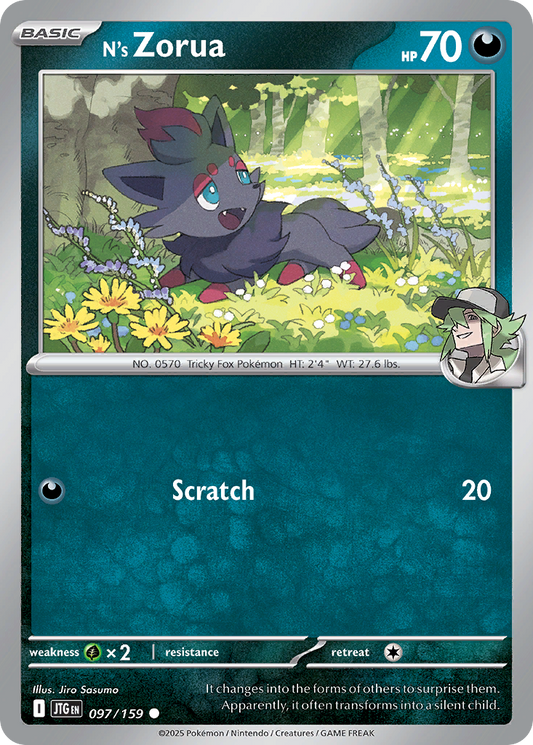 N's Zorua 97/159 Common | Journey Together | Pokemon Card