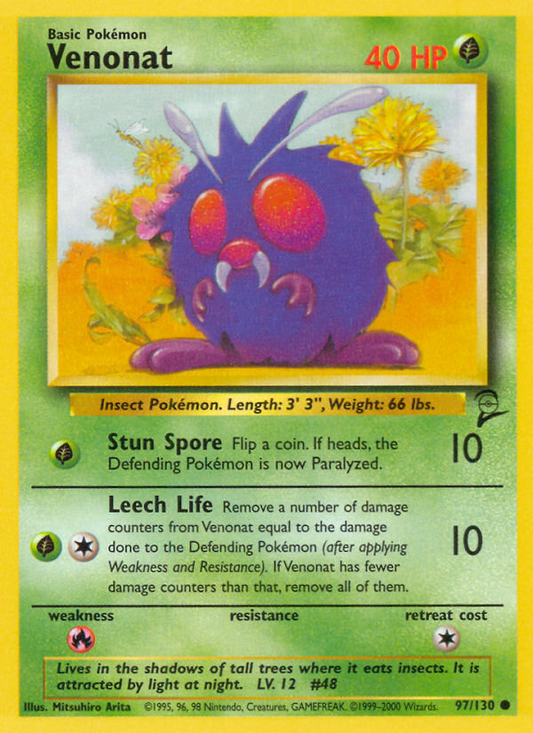 Venonat 97/130 Common | Base Set 2 | Pokemon Card