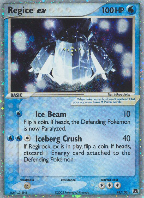 Regice ex 98/106 Rare Holo EX | Emerald | Pokemon Card