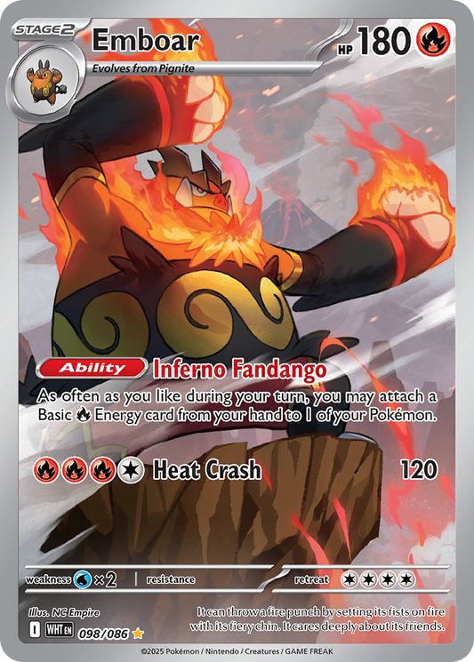 Emboar 98/86 Illustration Rare | White Flare | Pokemon Card