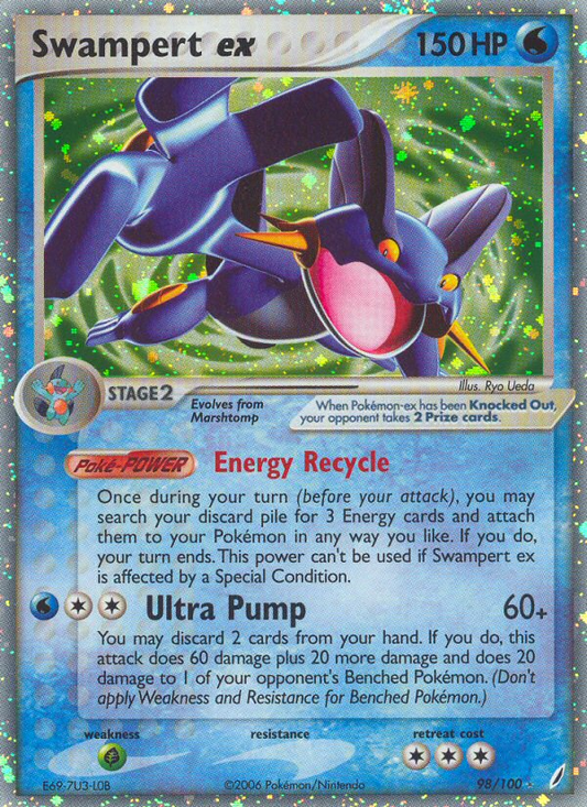 Swampert ex 98/100 Rare Holo EX | Crystal Guardians | Pokemon Card