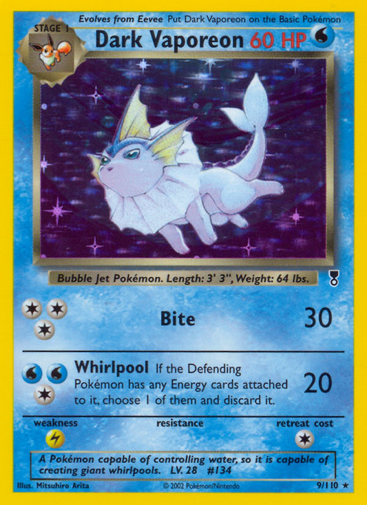 Dark Vaporeon 9/110 Rare Holo | Legendary Collection | Pokemon Card