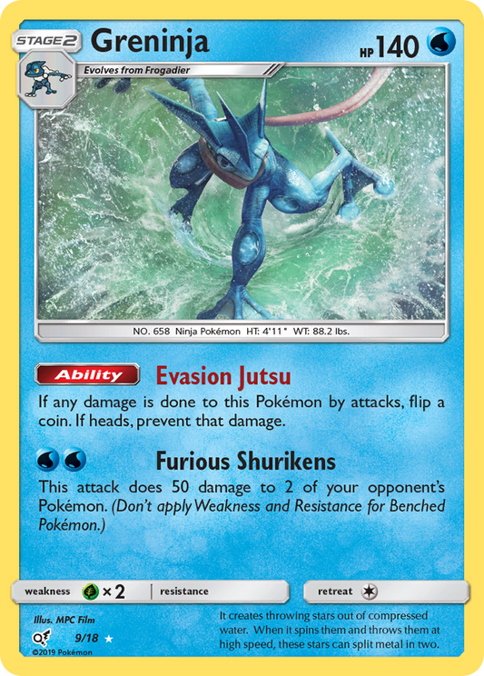 Greninja 9/18 Rare Ultra | Detective Pikachu | Pokemon Card