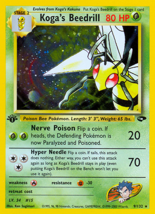 Koga's Beedrill 9/132 Rare Holo | Gym Challenge | Pokemon Card