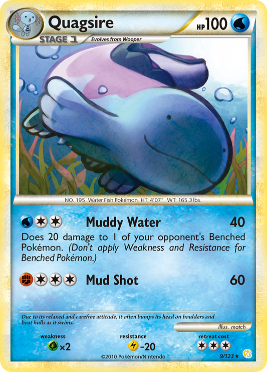 Quagsire 9/123 Rare Holo | HeartGold & SoulSilver | Pokemon Card