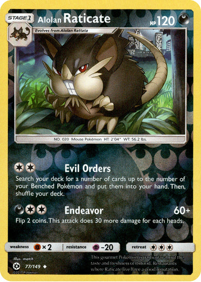 Alolan Raticate 77/149 Reverse Holo | Sun & Moon | Pokemon Card