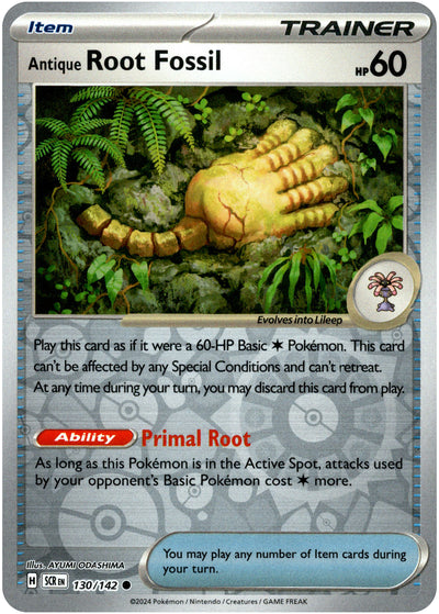 Antique Root Fossil 130/142 Reverse Holo | Stellar Crown | Pokemon Card