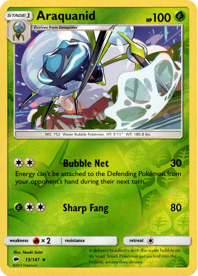 Araquanid 15/147 Reverse Holo | Burning Shadows | Pokemon Card