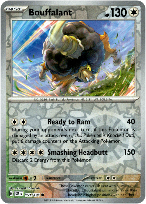 Bouffalant 151/191 Reverse Holo | Surging Sparks | Pokemon Card