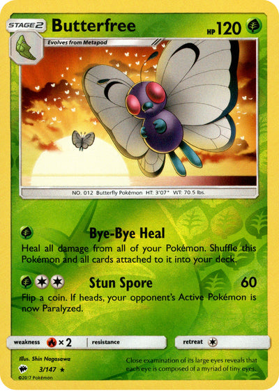 Butterfree 3/147 Reverse Holo | Burning Shadows | Pokemon Card