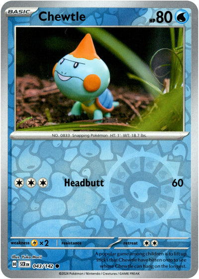 Chewtle 43/142 Reverse Holo | Stellar Crown | Pokemon Card