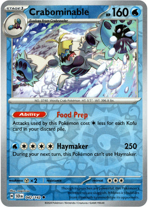 Crabominable 42/142 Reverse Holo | Stellar Crown | Pokemon Card
