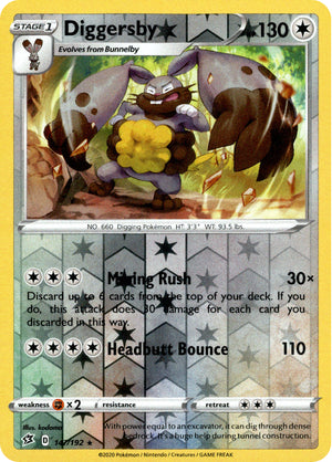 Diggersby 147/192 Reverse Holo | Rebel Clash | Pokemon Card