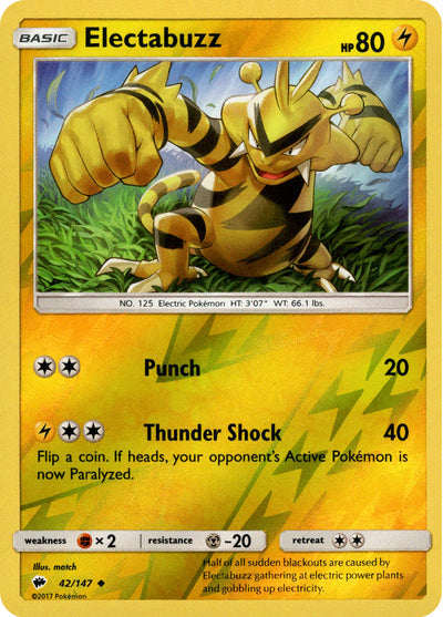 Electabuzz 42/147 Reverse Holo | Burning Shadows | Pokemon Card
