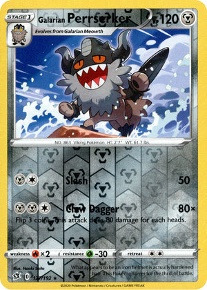 Galarian Perrserker 127/192 Reverse Holo | Rebel Clash | Pokemon Card