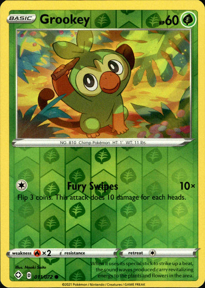 Grookey 11/72 Reverse Holo | Shining Fates | Pokemon Card