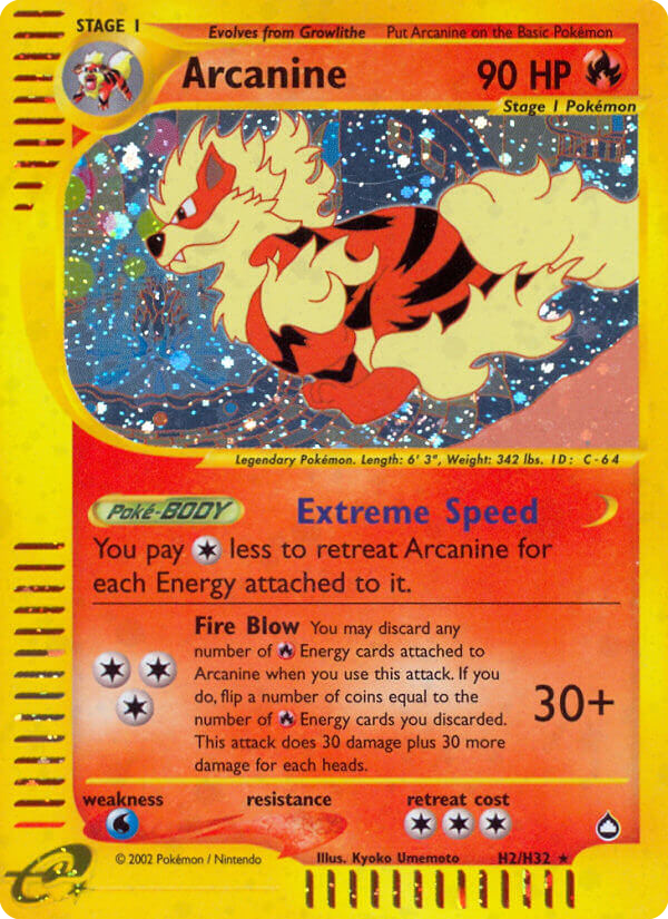Arcanine H2/147 Rare Holo | Aquapolis | Pokemon Card