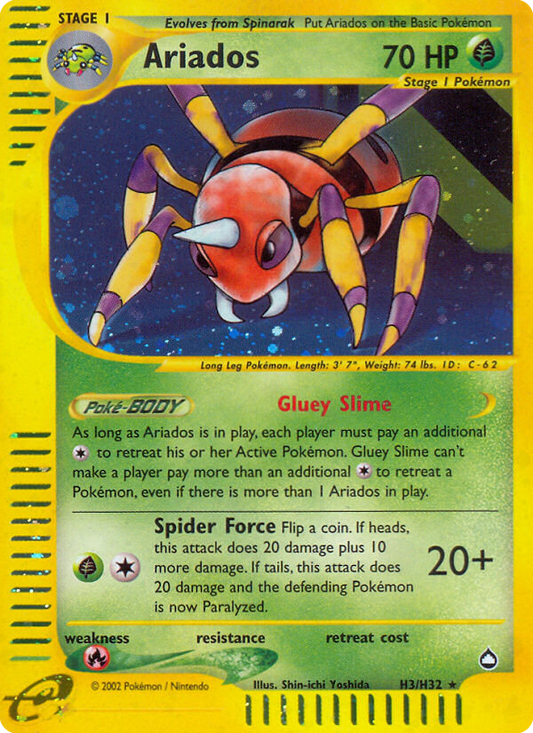 Ariados H3/147 Rare Holo | Aquapolis | Pokemon Card