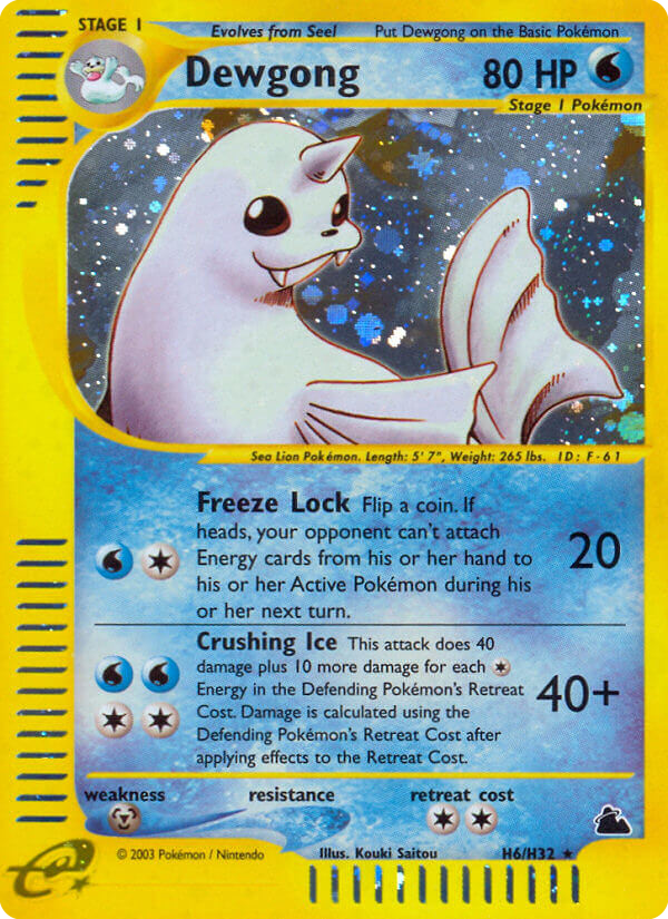 Dewgong H6/144 Rare Holo | Skyridge | Pokemon Card