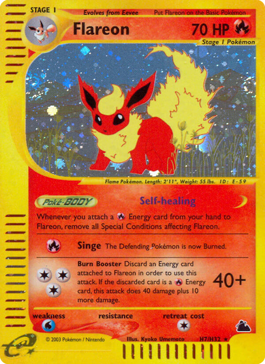 Flareon H7/144 Rare Holo | Skyridge | Pokemon Card