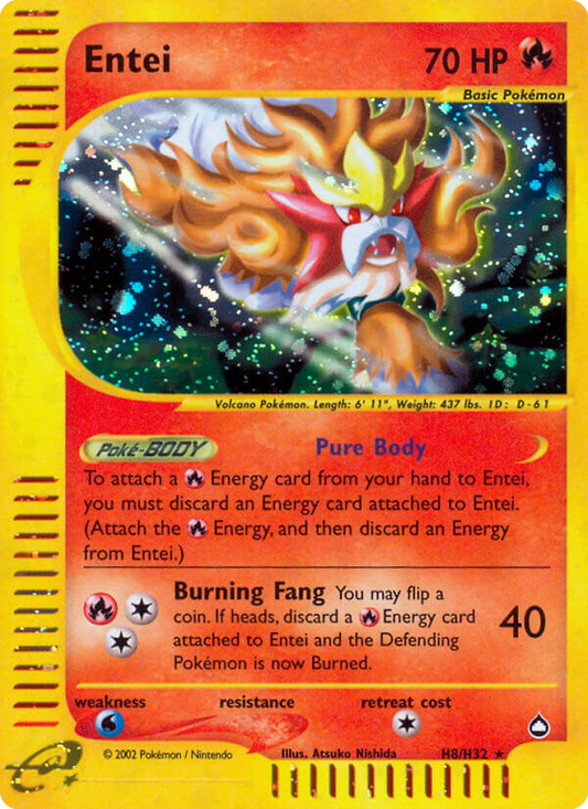Entei H8/147 Rare Holo | Aquapolis | Pokemon Card