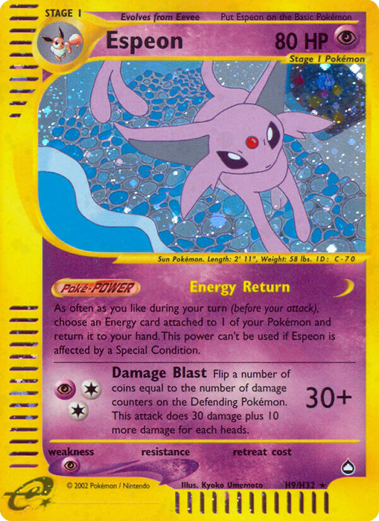 Espeon H9/147 Rare Holo | Aquapolis | Pokemon Card