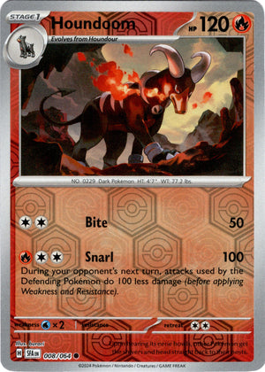 Houndoom 8/64 Reverse Holo | Shrouded Fable | Pokemon Card