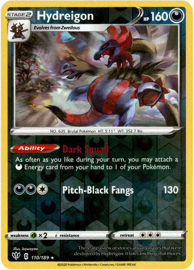 Hydreigon 110/189 Reverse Holo | Darkness Ablaze | Pokemon Card