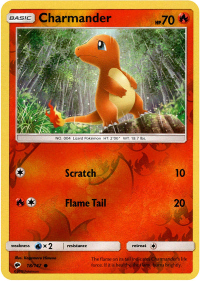 Charmander 18a/147 Reverse Holo | Burning Shadows | Pokemon Card