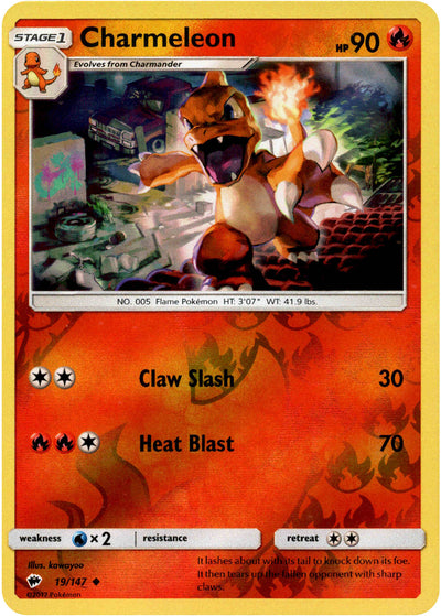 Charmeleon 19/147 Reverse Holo | Burning Shadows | Pokemon Card