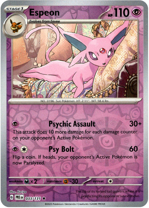 Espeon 33/131 Reverse Holo | Prismatic Evolutions | Pokemon Card