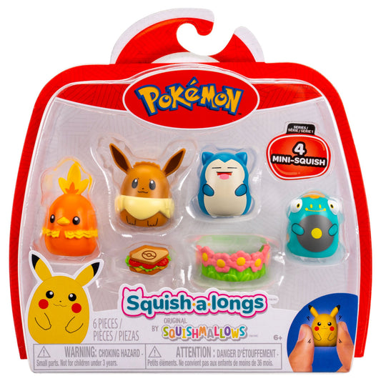Snorlax Eevee Belibolt Torchic - Pokemon 4 Pack Squish-A-Longs Squishmallow Toys