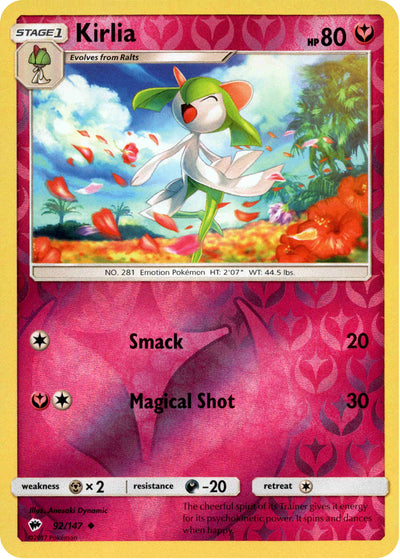 Kirlia 92/147 Reverse Holo | Burning Shadows | Pokemon Card