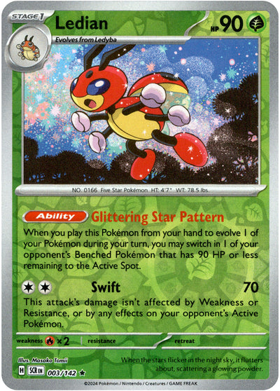 Ledian 3/142 Reverse Holo | Stellar Crown | Pokemon Card
