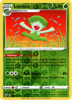 Lombre 8/192 Reverse Holo | Rebel Clash | Pokemon Card