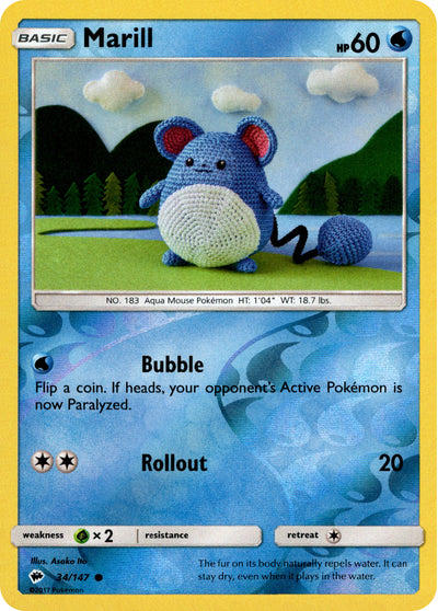 Marill 34/147 Reverse Holo | Burning Shadows | Pokemon Card