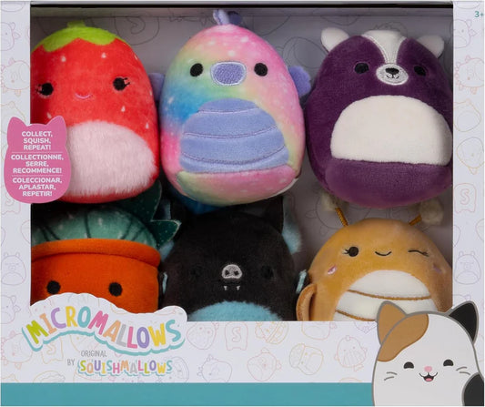 6 Pack (Aldous Black Blue Bat) - 2.5" Micromallows Squishmallow Plush