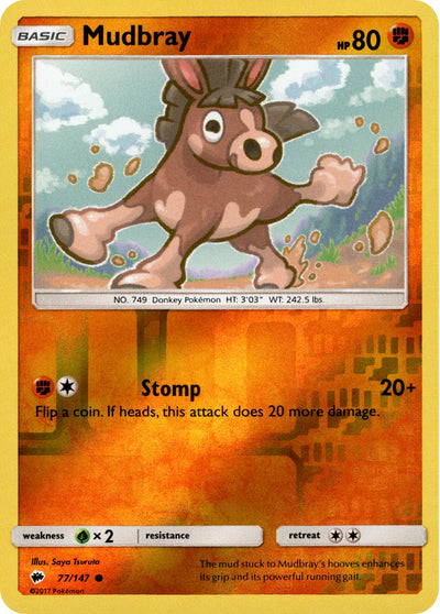 Mudbray 77/147 Reverse Holo | Burning Shadows | Pokemon Card