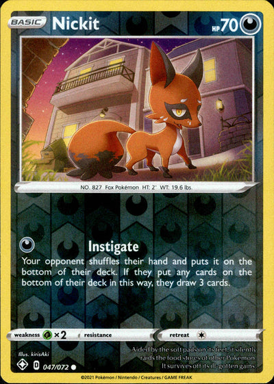 Nickit 47/72 Reverse Holo | Shining Fates | Pokemon Card