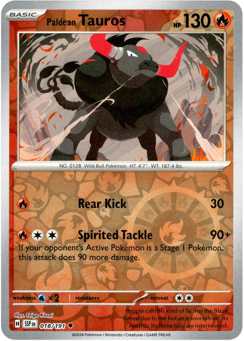 Paldean Tauros 39/191 Reverse Holo | Surging Sparks | Pokemon Card
