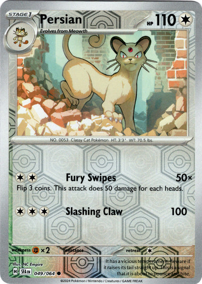 Persian 49/64 Reverse Holo | Shrouded Fable | Pokemon Card