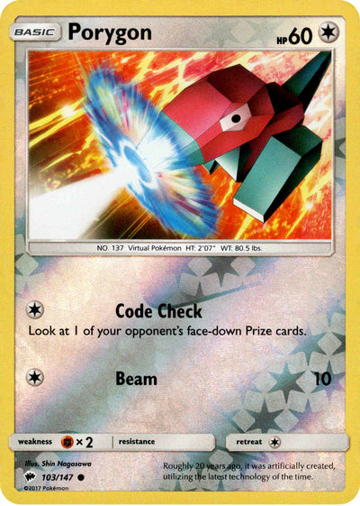 Porygon 103/147 Reverse Holo | Burning Shadows | Pokemon Card