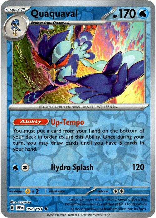 Quaquaval 52/191 Reverse Holo | Surging Sparks | Pokemon Card