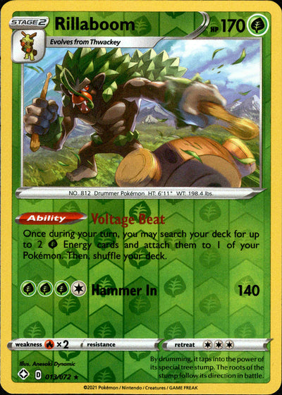 Rillaboom 13/72 Reverse Holo | Shining Fates | Pokemon Card