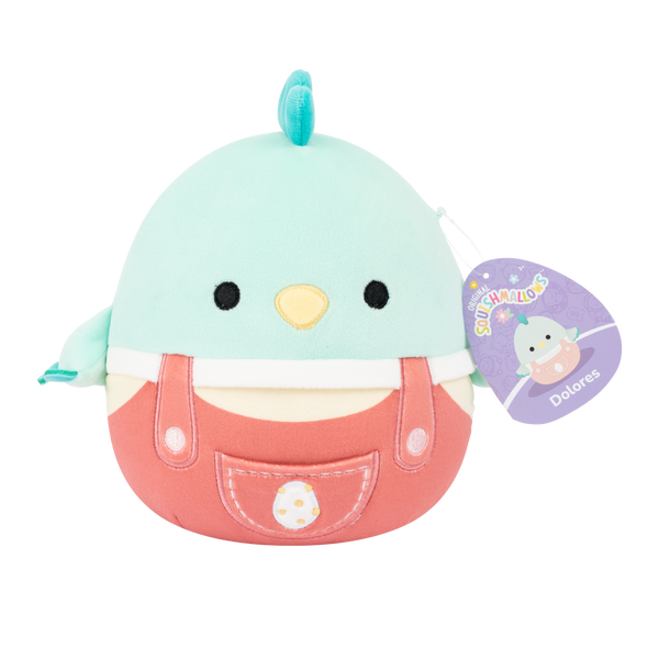 Delores the Teal Chicken in Peach Overalls ~ Easter ~ 7.5" Squishmallow Plush