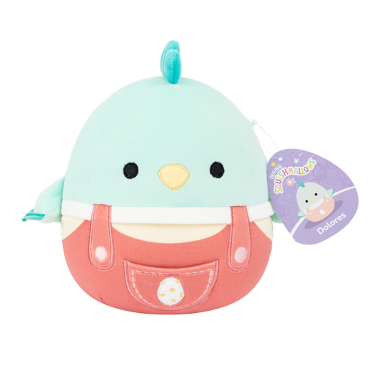 Delores the Teal Chicken in Peach Overalls ~ Easter ~ 7.5" Squishmallow Plush